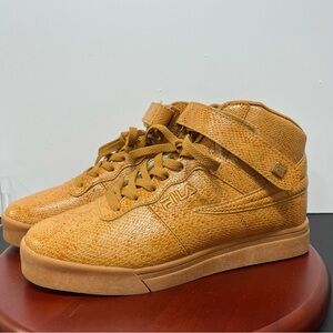 Fila Vulc 13 Hi Lace Up Sneakers Gold Snake Women Size 8